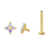 FANSING Pendiente de aro con rosca interna de circonita cúbica para cartílago, tragus, hélice, caracola, 3MM,18 Gauge 8mm, Acero inoxidable, Sin piedra preciosa
