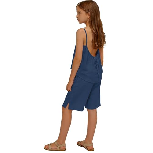 Ensemble d'été 2 pièces pour filles débardeur et short à jambe large - 3