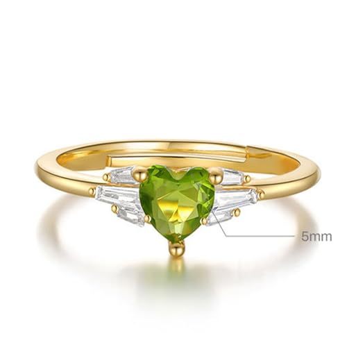Anillos de boda de oro amarillo de 9K y 14K con peridoto en forma de corazón de 5mm 5