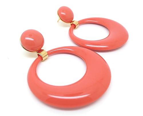 Boucles d'oreilles rose corail style vintage 70s pour femme élégante