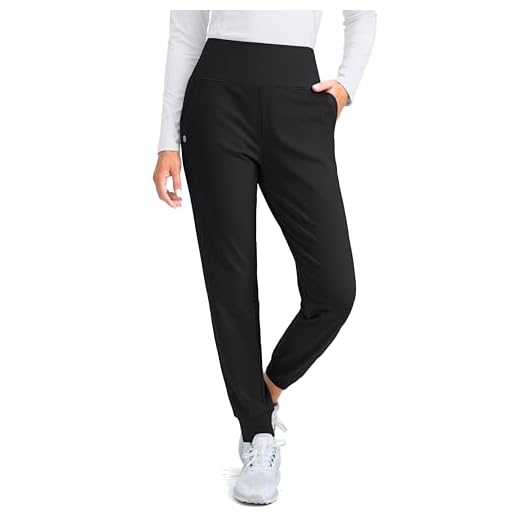 G Gradual Women's Fleece Lined Joggers High Waisted Water Resistant Thermal Hiking Pants Cold Weather Sweatpants with Pockets(Black,M)