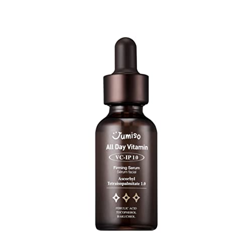 Jumiso All Day Vitamin Vc-Ip 1.0 Firming Serum | Ascorbyl Tetraisopalmitate (Vitamin C), Bakuchiol, Ferulic Acid, Tocopherol | Vitamin C Serum For Collagen Boost, Fine Lines, Anti Aging | Fragrance-Free, Parabens-Free | 1.01 Fl Oz, 30 Ml #TOP16
