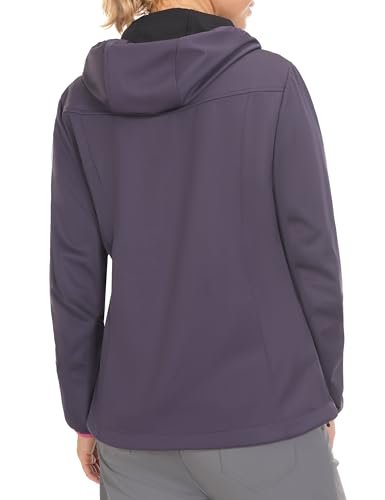 Little Donkey Andy Women's Lightweight Hooded Softshell Jacket for Running Travel Hiking, Windproof, Water Repellent Purple Size S - Thumbnail 5