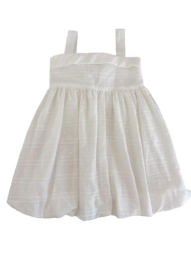 White Bubble Dress – Short Sleeve Cotton Dress for Toddler & Little Girls, Sizes 12M to 5Y