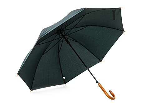 Travel Umbrella, Real Wood Handle Classic Golf Umbrella Windproof Auto Open Rainproof Cane Stick Umbrellas (Green) #TOP1