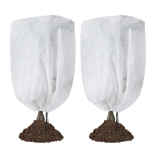 Garutom 2-Pack Plant Covers Freeze Protection 48' x 72' 2.2 oz, Frost Cloth Plants Jacket Drawstring...