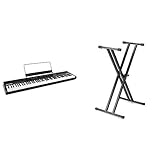 Exclusive to Amazon and great for a beginner's digital piano 88 premium full-sized semi-weighted keys, adjustable touch response with included power supply Built-in 20 W speakers with five premium voices 5 position height adjustable double x-frame st...