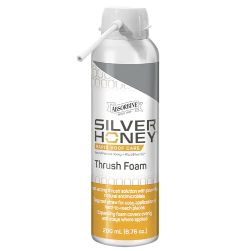 Silver Honey Rapid Hoof Care Thrush Foam, 200 mL / 6.76 oz, Manuka Honey + MicroSilver BG, Expanding Coverage for Equine Hoof Care