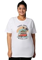 Wear Your Opinion Women's Plus Size Printed Round Neck T-Shirt (Design: Travel More Worry Less,White,XXX-Large)