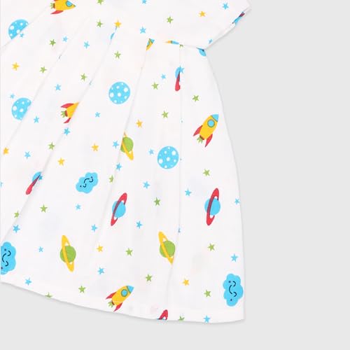 Image of Kidbea Muslin Frock for Baby Girls | Cotton Dress for Newborn Babies | Sleeveless, Tie-Up Shoulders Summer Wear Clothes