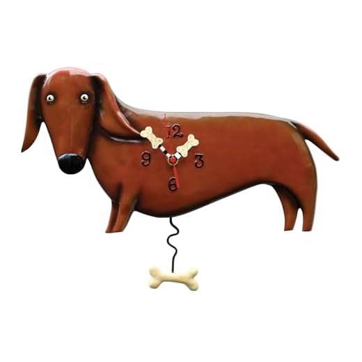Allen Designs Enesco Oscar The Dachshund Dog with Bone Sculpted Pendulum Wall Clock, 11 . 5 Inch