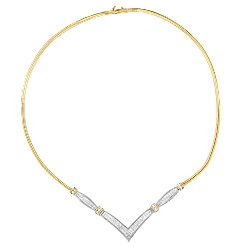 Haus of Brilliance 14K Yellow and White Gold 2.00 Cttw Round and Princess-Cut Diamond 'V' Shape Statement Necklace (H-I Color, SI2-I1 Clarity) - 18"