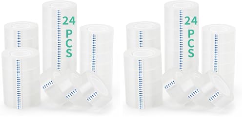 OWLKELA 24 Rolls Transparent Tape Refills, Clear Tape, All-Purpose Transparent Glossy Tape for Office, Home, School (Pack of 2)