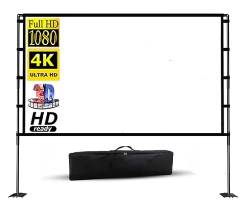 Pantalla para proyector con soporte blanca, menos arrugas, plegable, 100 pulgadas, con placa de hierro y doble soporte, con bolsa de transporte miniatura 1