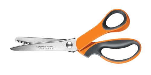 Fiskars Tesouras de Pinking SoftGrip – Tesoura de tecido de 20 cm com cabo ergonômico – Laranja/Cinz