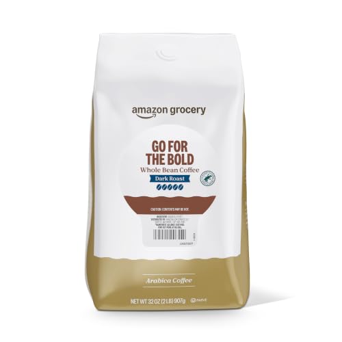 Amazon Grocery Go For The Bold, Whole Bean Coffee, Dark Roast, Rainforest Alliance Certified, 32 Ounce (Pack of 1)