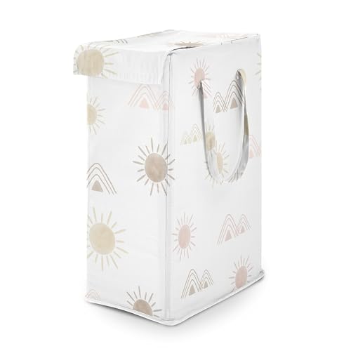 Image of Sweet Jojo Designs Blush Pink Mauve Boho Desert Sun Girl Laundry Hamper Foldable Dirty Clothes Basket with Handles Baby Nursery Kids Bedroom Teen Bathroom Bohemian Watercolor Mountain Southwest Nature