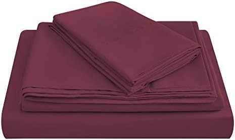 JÁCLER Queen 4 Piece Sheet Set- Microfiber Bedding - Bed Sheets - Extra Soft - Easy Fit - Breathable & Cooling Sheets - Comfy, Wrinkle, Fade - Stain Resistant– Burgundy