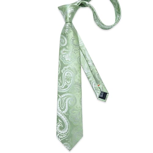 Image of DiBanGu Silk Ties for Men Necktie and Lapel Pin Brooch Set Formal Woven Paisley Plaid Striped Solid Tie Wedding Party