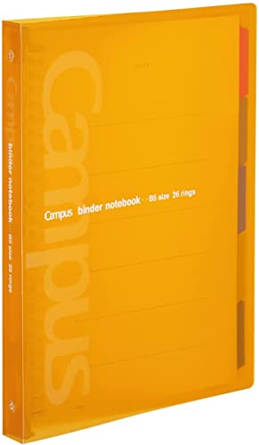 Image of Kokuyo Campus Slide Binder with 5 Tab Dividers, Middle Type, B5, 26 Holes, Up to 100 Sheets, Orange (RU-P333NYR)