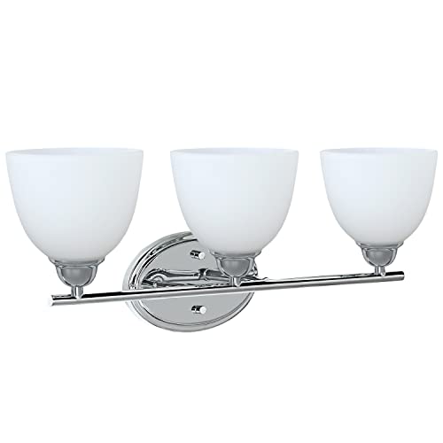 Image of Aspen Creative 62227, Three Metal Bathroom Wall Light, 24 inch Wide, Transitional Design in Chrome Vanity Fixture