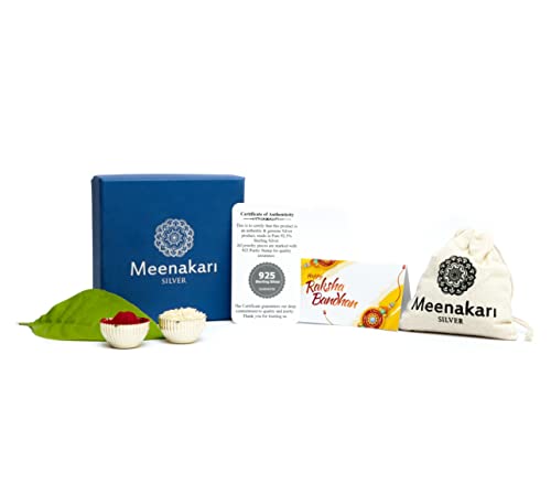 Image of Meenakari Sterling Silver Dinosaur Cartoon Kids rakhi (Boys and girls) Roli Chawal and Rakshabandhan greeting card
