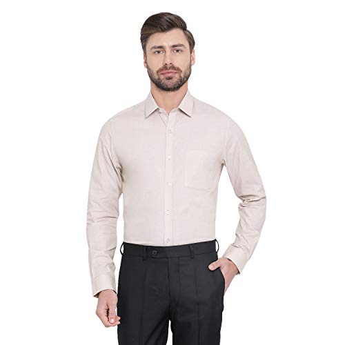 Image of Turtle Men 100% Cotton Slim Fit Yellow Solid Formal Shirt