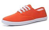 VenusCelia Women's Rainbow Lace Up Sneaker Shoes (10 M US,Orange Canvas)