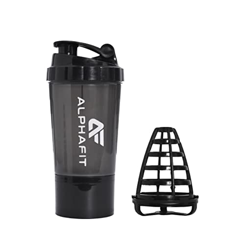 Alphafit Protein Shaker Bottle with Compartment for Protein Powder