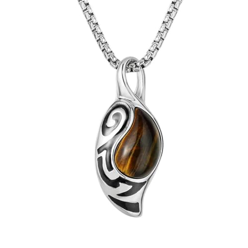 Sumpgle Oeil de tigre pendentif collier en acier inoxydable style vintage design unique bijoux pour hommes audacieux et élégant