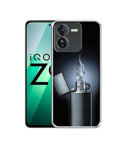 Image of Casotec Water Lighter Design Printed Silicon Soft TPU Back Case Cover for iQOO Z9 5G, Black