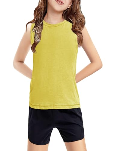Image of Haloumoning Girls Tank Tops Kids Sleeveless Athletic Lightweight Cute Summer Top Dancewear 5-14 Years