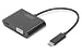 Produktbild DIGITUS USB Typ-C Multiport Grafik Adapter, USB Type-C zu VGA + USB C, Ladefunktion, Full HD 60Hz, Kunststoff, Schwarz