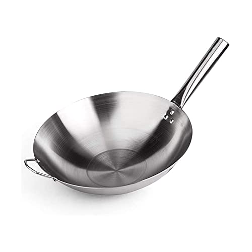 Wok de acero inoxidable, fondo redondo, 43 cm