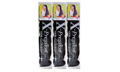 X-pression Ultra Braid Artificial Hair Extension #1 Black Approx. 210cm (3 PCS OFFER)