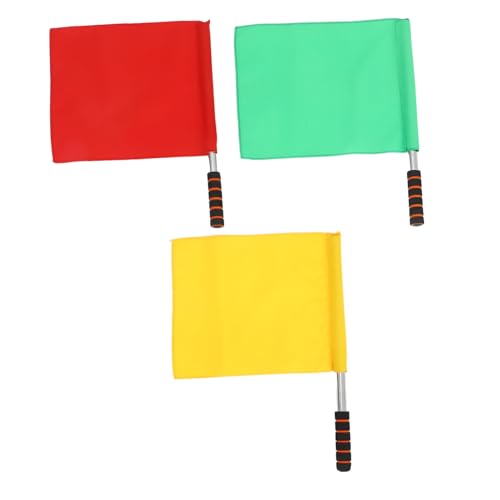 HEMOTON Green Red Yellow Flags Set 3pcs Handheld Waving Flag Comfortable Handle for Racing Safety