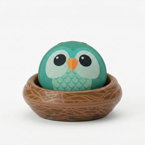 Echo Dot (5th Gen, 2022 release) Kids | Designed for kids, with parental controls | Owl | & the Owl Nest Stand - image 1