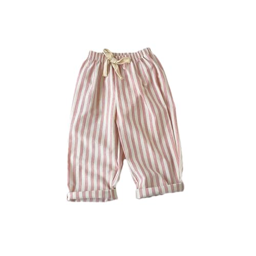 Kids Summer Cotton Linen Pants Toddler Boys Girls Trousers Casual Striped Long Pant Rubber Waist Beach Pants Lightweight Harem Pant for Children's Clothes 2026 Fashion Cute Vacation Outfits