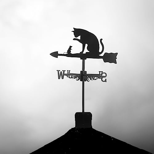 Yarnow Z1563188Q0 Stainless Steel Weather Vanes Garden Weathervane Cat Mouse Shaped Stakes Ornament Decorative Weather Vane Wind Direction Indicator Tool thumb #1