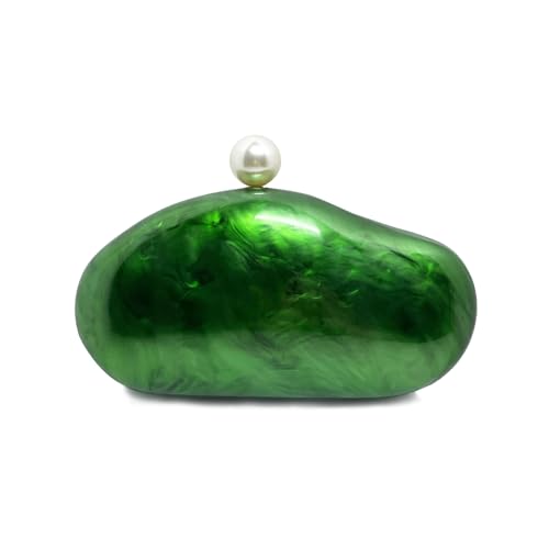 Image of Huralona Acrylic Evening Clutch Purses for Women Shell Handbag Chic Clutch Bag With Baroque Irregular Pearl Chain Strap
