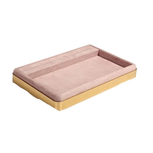 DQQJGYF Velvet Jewelry Trays Metal Frame Velvet Finger Rings Show Stand Jewelry Storage Box Gray Pink Blue Green Tray Fashion Jewelry Rings Organizer Tray(B Pink)