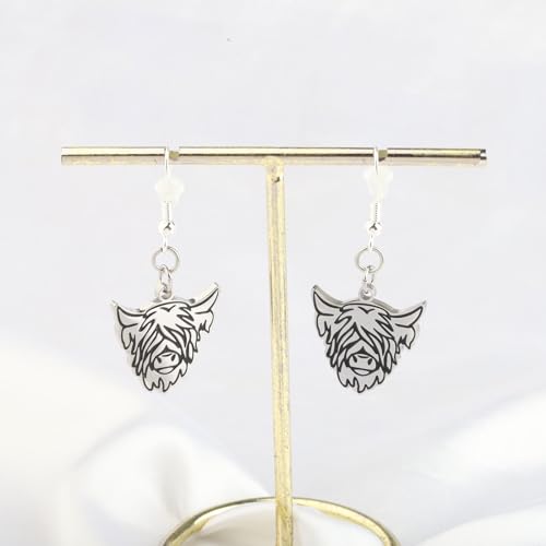 Image of CENWA Stainless Steel Highland Cow Earrings Highland Cow Jewelry Animal Jewellery Gift for Her (Highland Cow Earrings)
