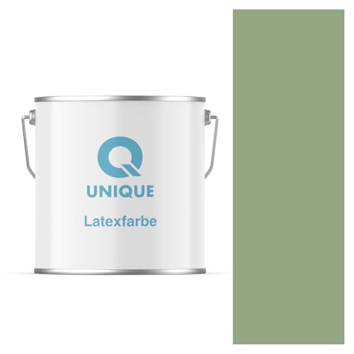 Q UNIQUE Latexfarbe 5L (ca.35m2) Dunkel olivgrün Innenfarbe Wandfarbe Deckenfarbe Klasse 3 Mattfarbe Scheuerfest Hohe Deckkraft