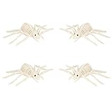 JIEFULL 4 Pcs Halloween Skeleton Spider Decorations, Realistic Spooky Animals Bones for Party Decor Creepy Haunted House Prop