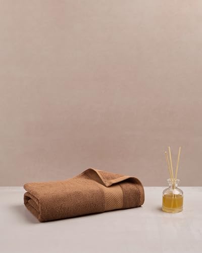 Image of Himeya Towels for Bath Large Size | Bamboo Cotton Towels for Bath | Towel 1Pcs | 400 GSM | 70 x 140 cm | Leather Brown | Bath Towels for Men, Women & Kids | Gym Towel | Perfect for Everyday Use