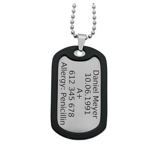 Dog Tag Personnalisé – Plaque Militaire Personnalisée Acier Inoxydable – Collier Avec Nom – Gravure – Collier Personnalisé Homme – Cadeau Militaire – 2 Mm – Clip Et Silencieux