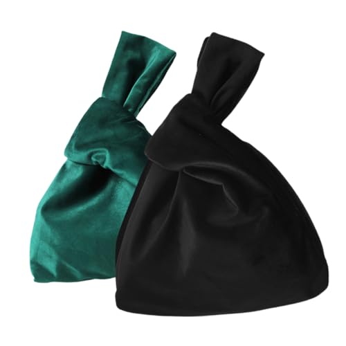 IMIKEYA 2 piezas Bolso de Mano Vintage de Terciopelo para Mujer Pequeño Bolso de Muñeca Elegante con Casual Artístico con Forro de Terciopelo para Fiesta Boda y Uso Diario de Verde y