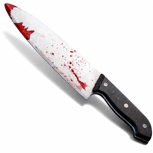 TK Gruppe Timo Klingler Blutiges Fake Messer mit Blut - als Accesoire für Halloween & Fasching - ca. 34 cm - Täuschend Echt für Horror Kostüm