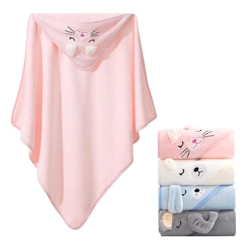 Image of kmilro Baby Hooded Towel, 4-Pack Essentials with 31.5x31.5 inch and 4 Different Designs, Soft Absorbent Bath Towel for Boy and Girl for Newborn