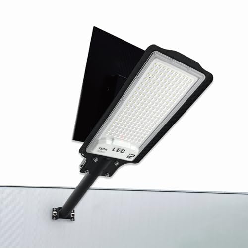 JINXING Solar Street Light Outdoor, Dusk to Dawn Security Light, 120 LED 6500K Solar Powered Outdoor Lights, IP65 Waterproof Wall or Pole Mounted Light for Street, Yard, Porch, Garden, Front Door